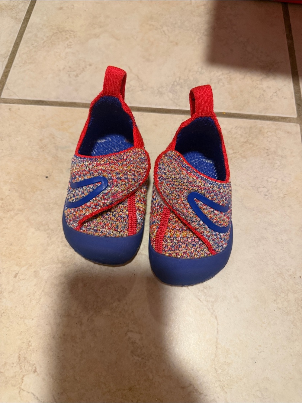 Toddler Multicolor Knit Slip-On Shoes with Blue Toe